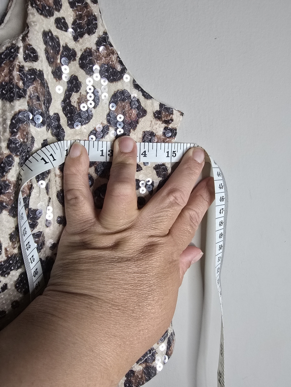 Madden NYC Leopard Sequin Crop Top - Beige/Brown - Picture 8 of 8